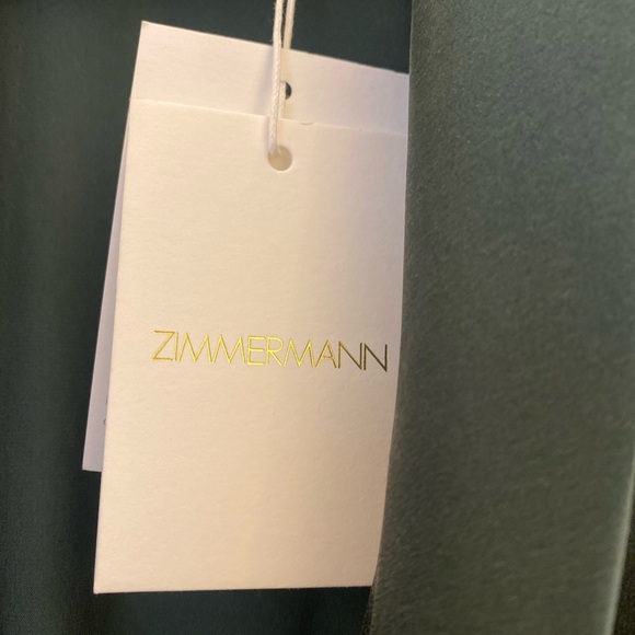 Zimmerman Asymmetric Ruffled Silk Wrap Dress in Green Size 00/0P - Picture 8 of 8